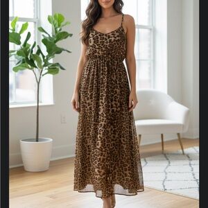 Forever 21 Brown Leopard Print Maxi Dress